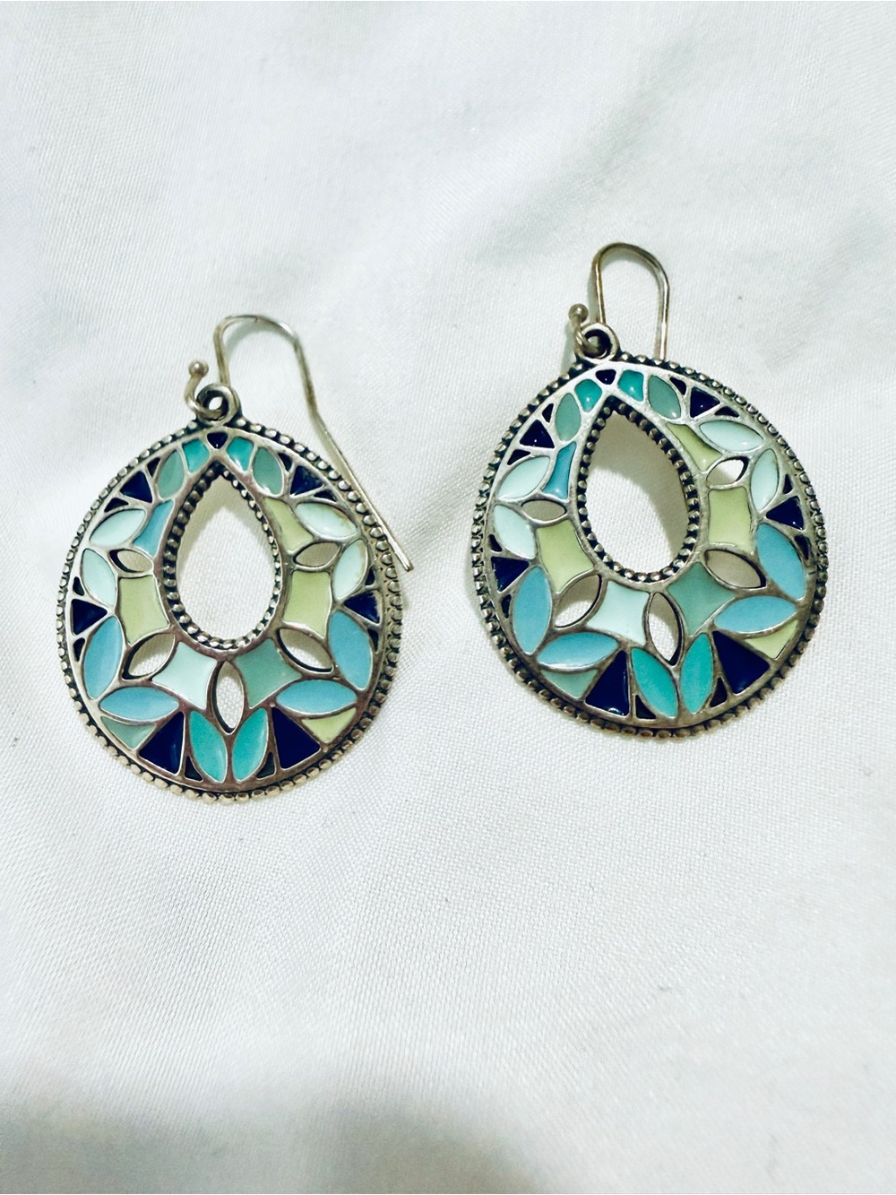 James Avery Retired Multi Colored Byzantine Enamel Drop Earrings